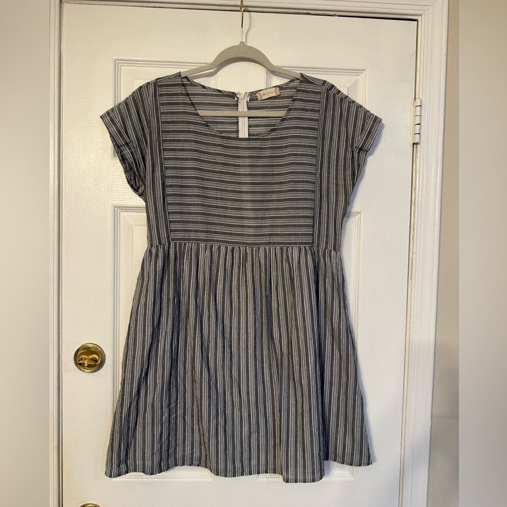 Altar'd State Gray Striped Midi Dress